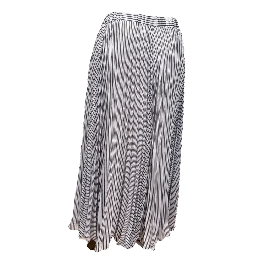 Maeve Anthropologie Pleated Midi Skirt Blue White Stripe M - Picture 4 of 7